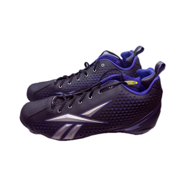 Reebok NFL Football Cleats Black Royal Blue Silver Men Size 16 Rare - Picture 2 of 7